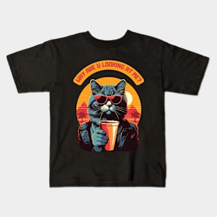 Why are you looking at me - cat with sunglasses Kids T-Shirt